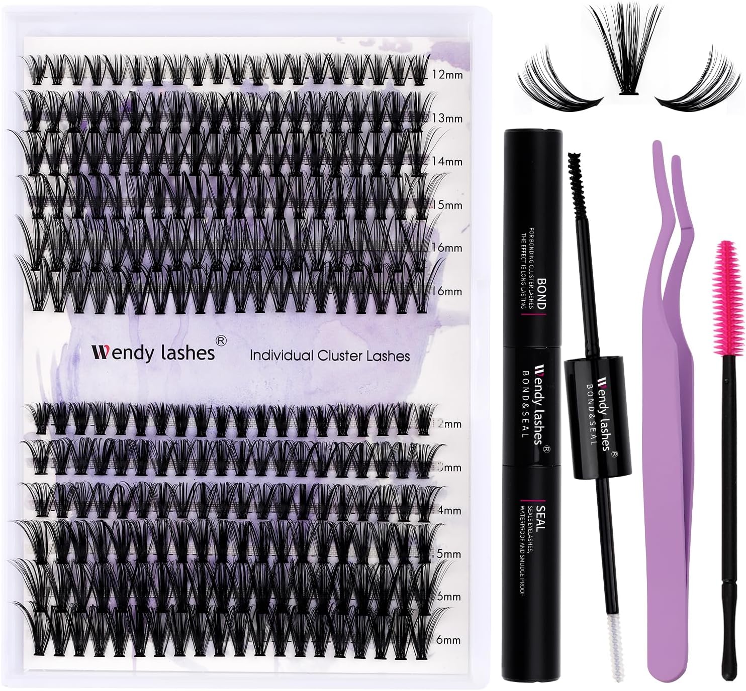 Individual Lashes Kit Cluster Lashes D Curl 0.07mm DIY Lash Extensions Kit 30D/4...