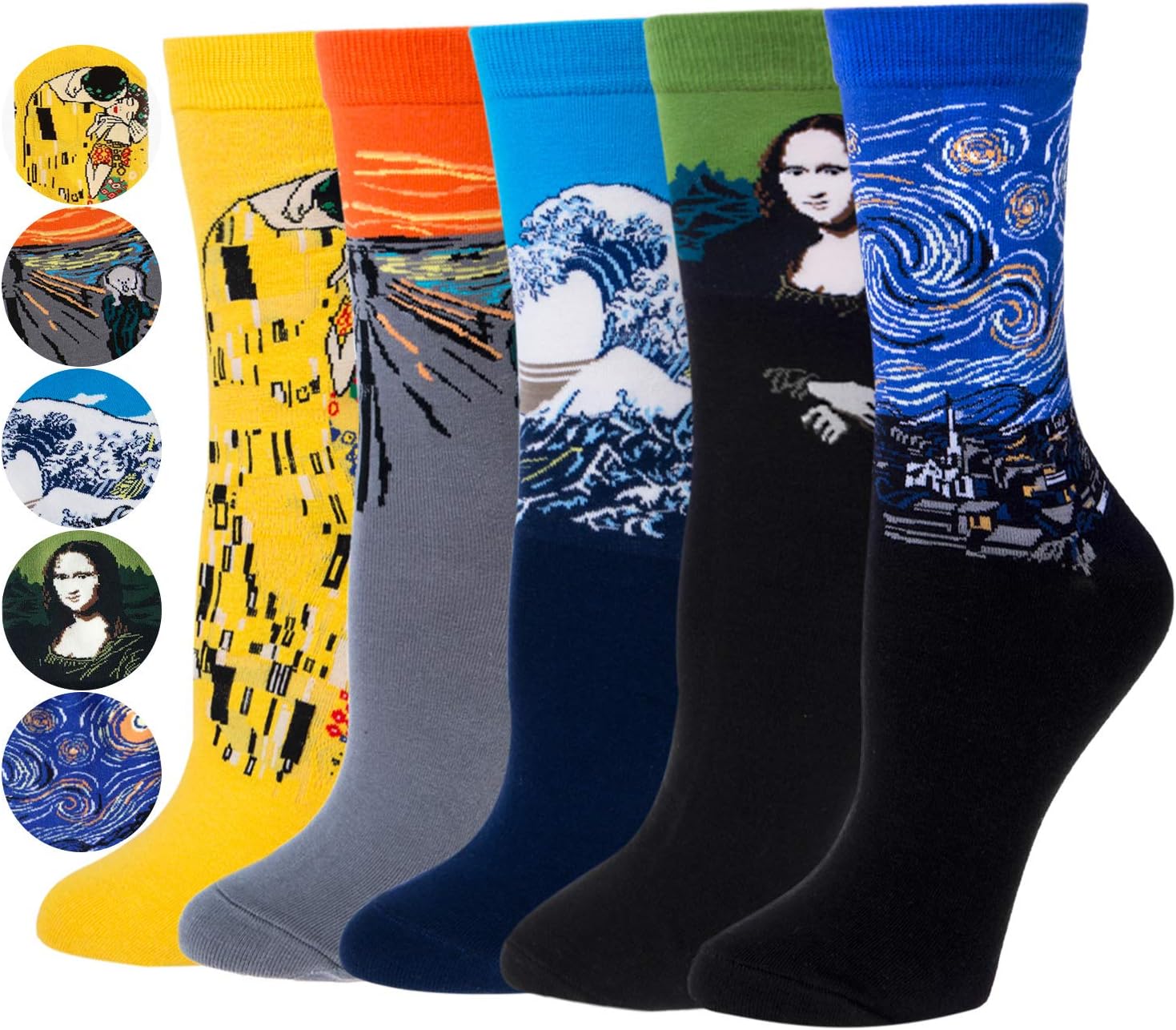 Justay Comf 5 Pairs Mens Socks Novelty Painting Cotton Art Socks Funny Gifts for...