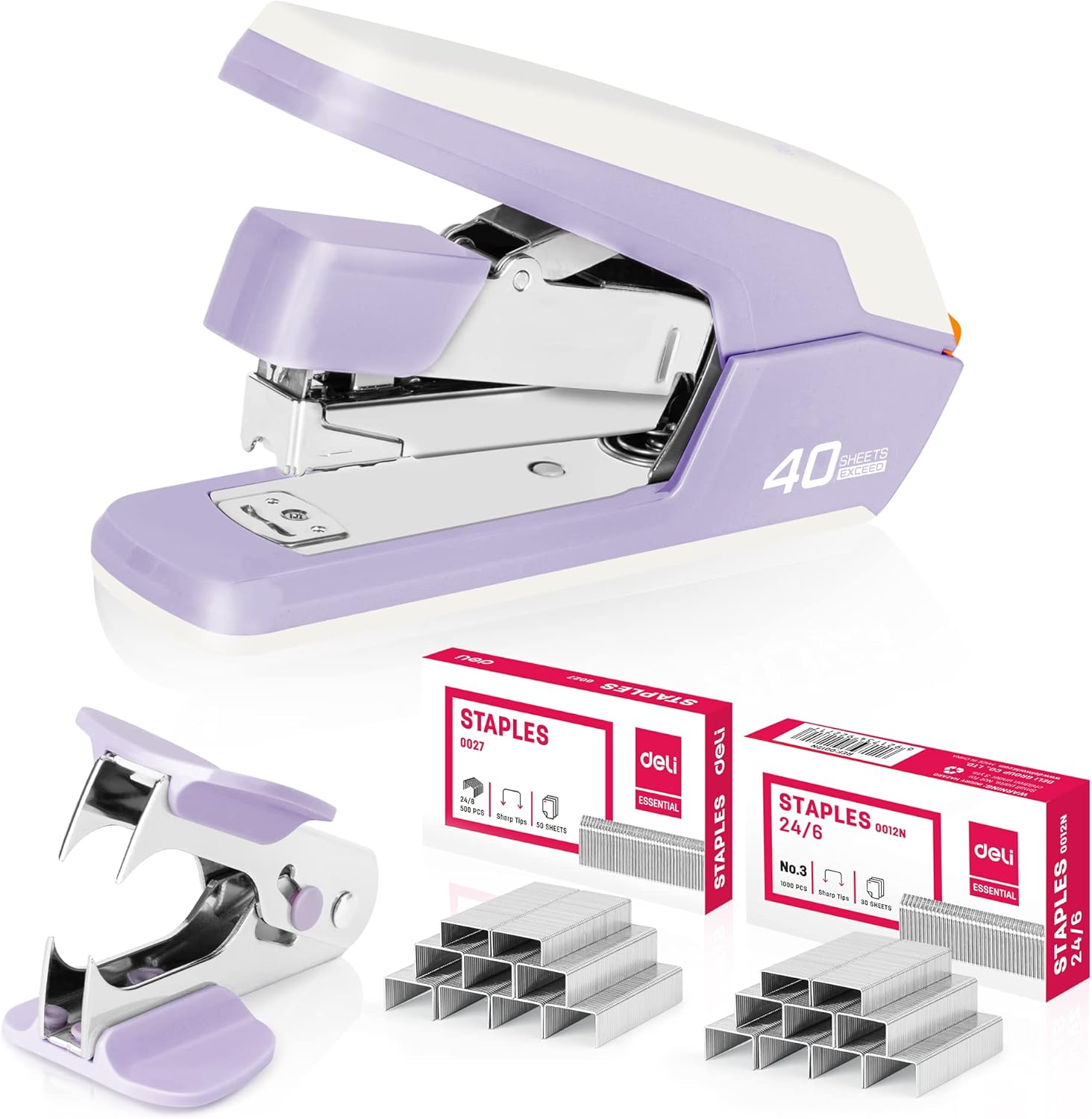 deli Effortless Desktop Stapler, Heavy Duty Stapler, 40-50 Sheet Capacity, One F...