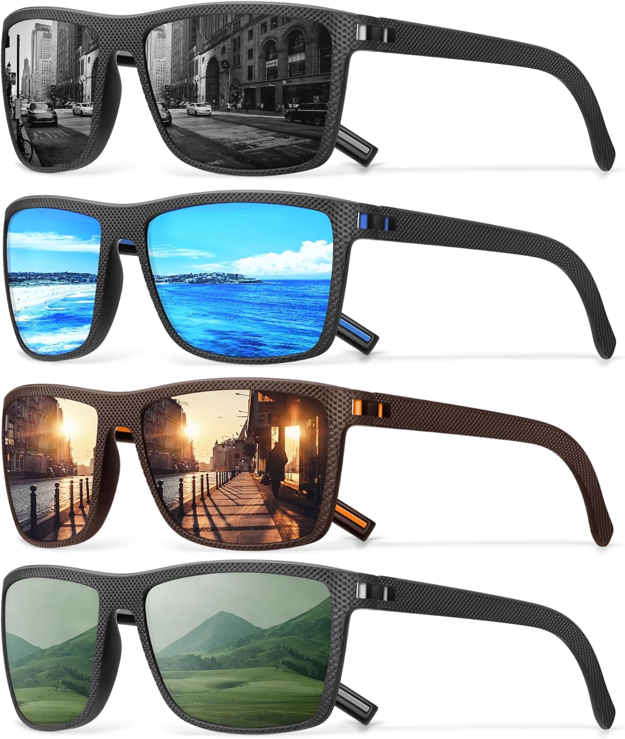 Square Polarized Sunglasses for Men Vintage Style Driving Travel Sun Glasses Lig...