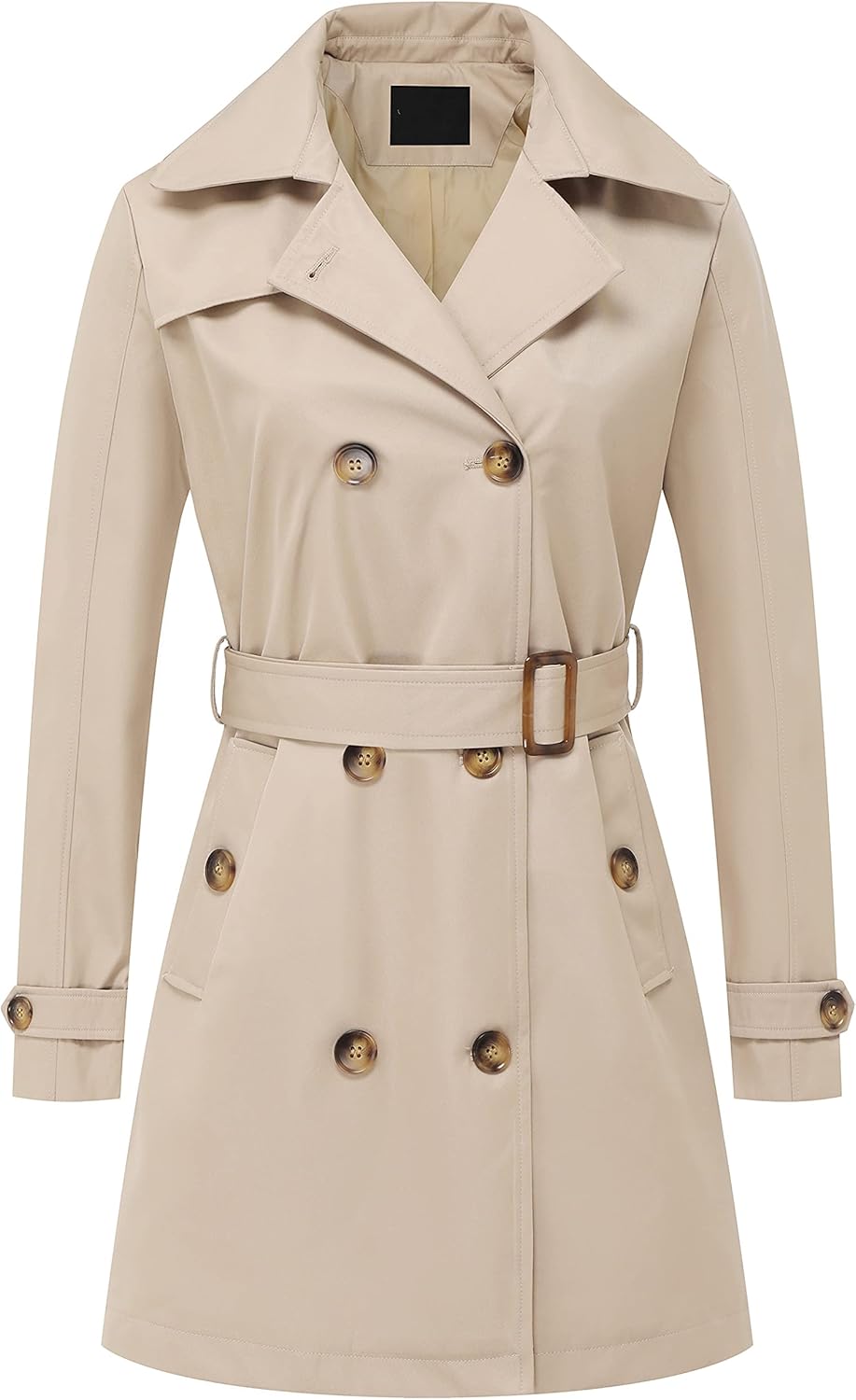 Chrisuno Women's Double Breasted Trench Coats Mid-Length Belted Overcoat Long Dr...