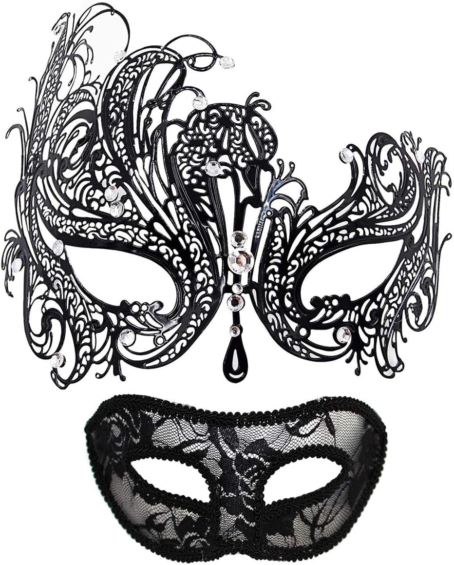 MYMENU Masquerade Mask, Special Mask for Couples, Unique Women Metal Rhinestone...