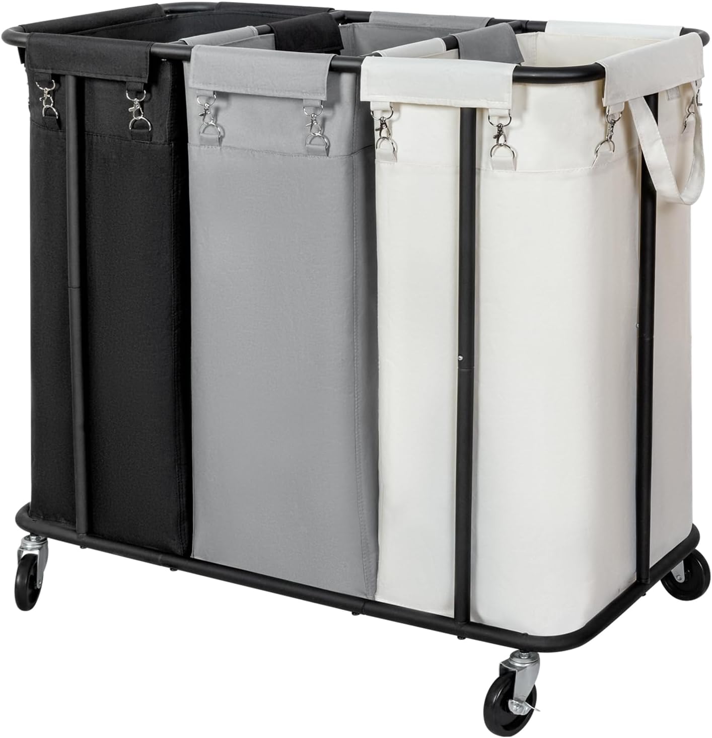 WOWLIVE Laundry Hamper with Wheels 260L Rolling Laundry Basket 3 Section Organiz...