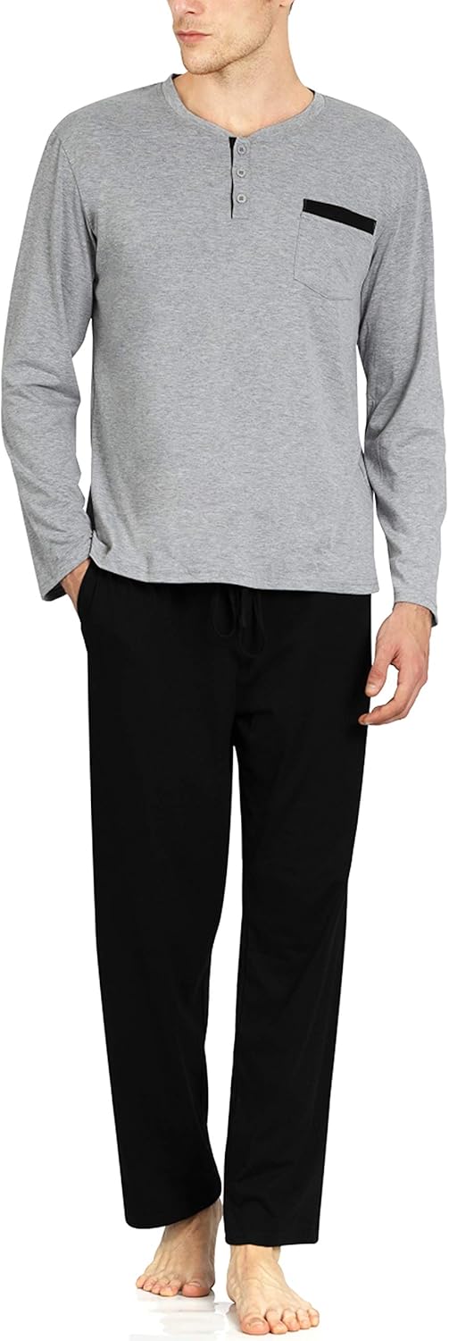 YIMANIE Men's Pajamas Set, Premium Sleepwear with Soft Cotton, Comfortable Long...