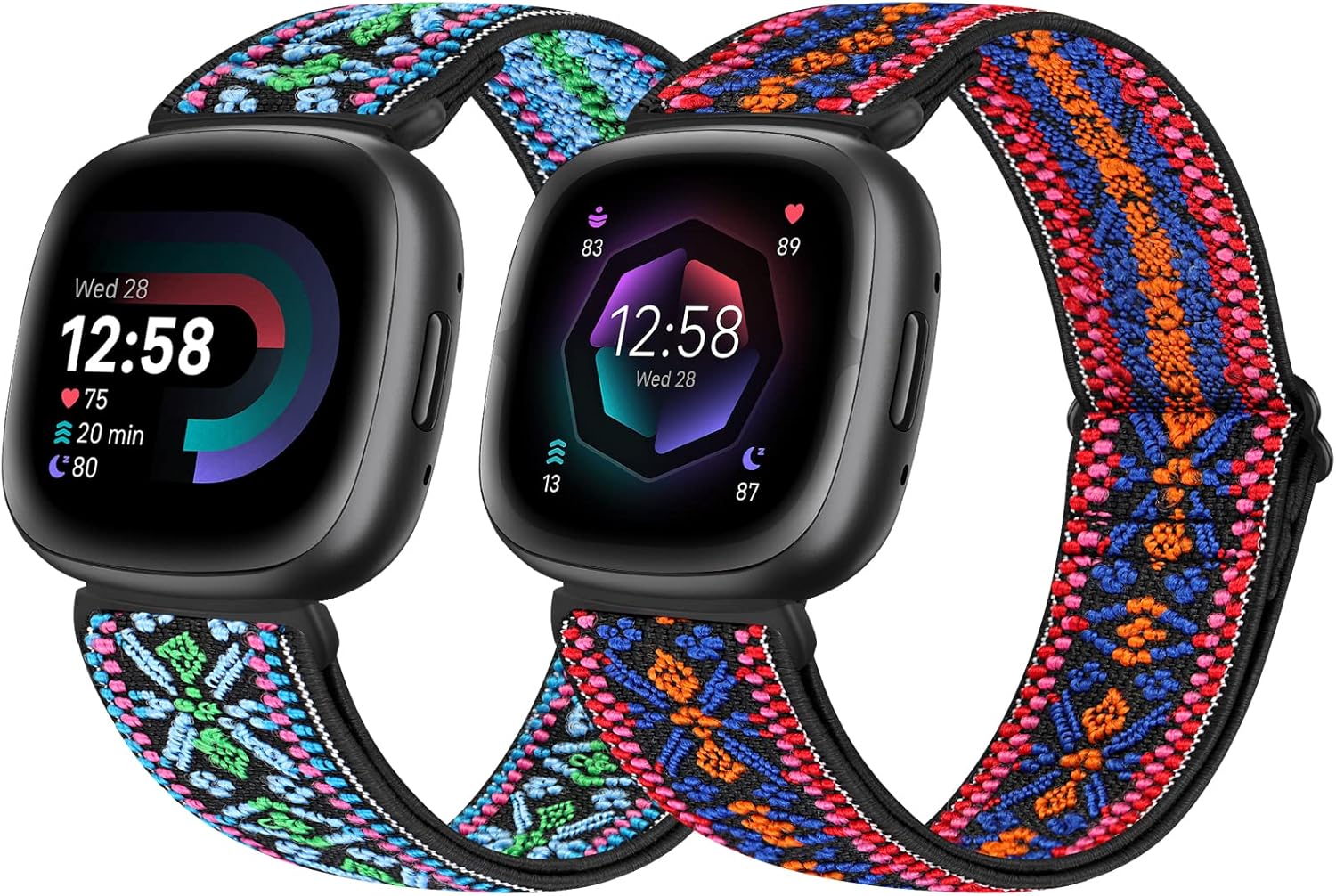 enkic 2 Pack Elastic Watch Strap Compatible with Fitbit Versa 4/Fitbit Versa 3 S...