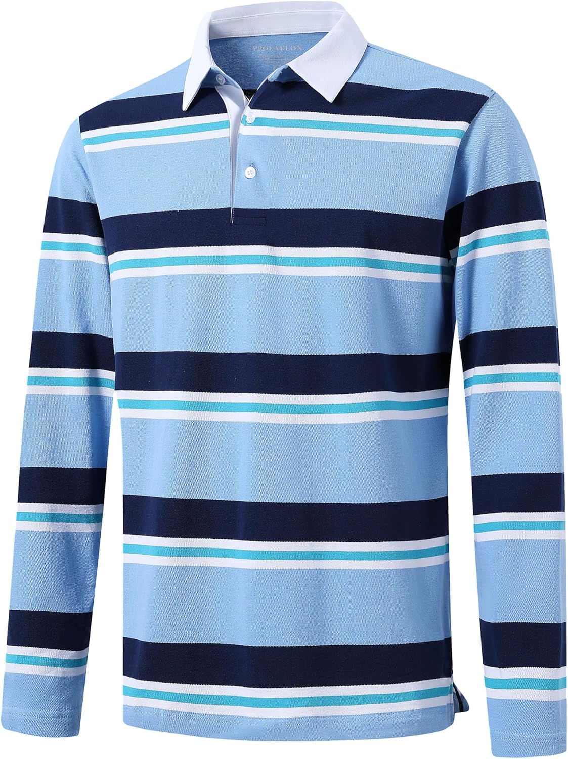 Men's Polo Shirts Long Sleeve Striped Dry Fit Casual Collared Pique Golf Polo Sh...