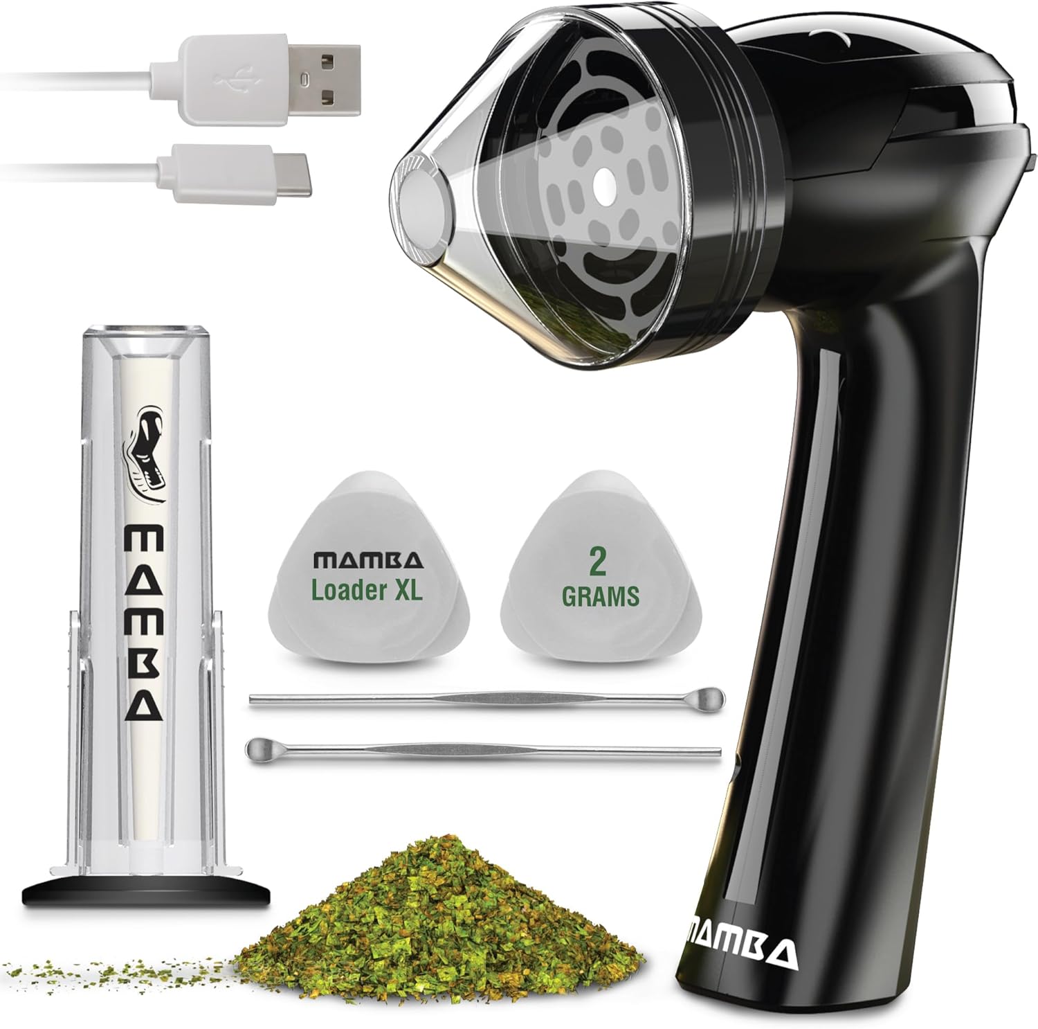 Mamba Loader XL V2-55 Electric Herb Grinder, USB Rechargeable Automatic Grinder...