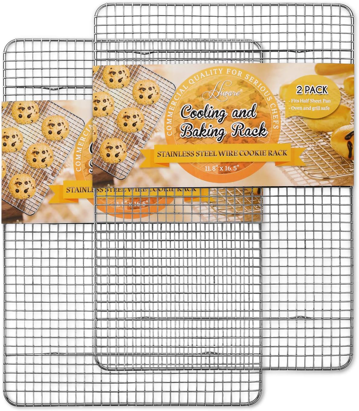 Hiware 2-Pack Cooling Racks for Baking, Stainless Steel Wire Rack Baking Rack Ov...