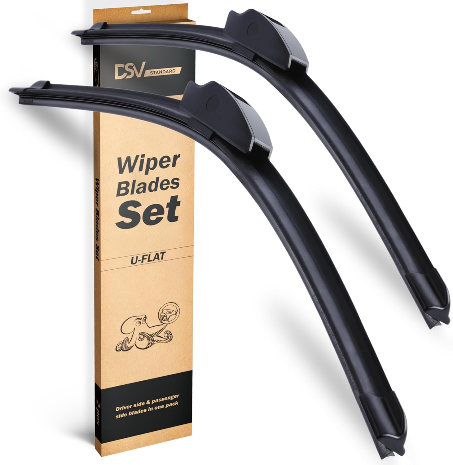 OEM Quality Windshield Wiper Blades, 26” and 16” DSV Standard Car Wiper Blades W...