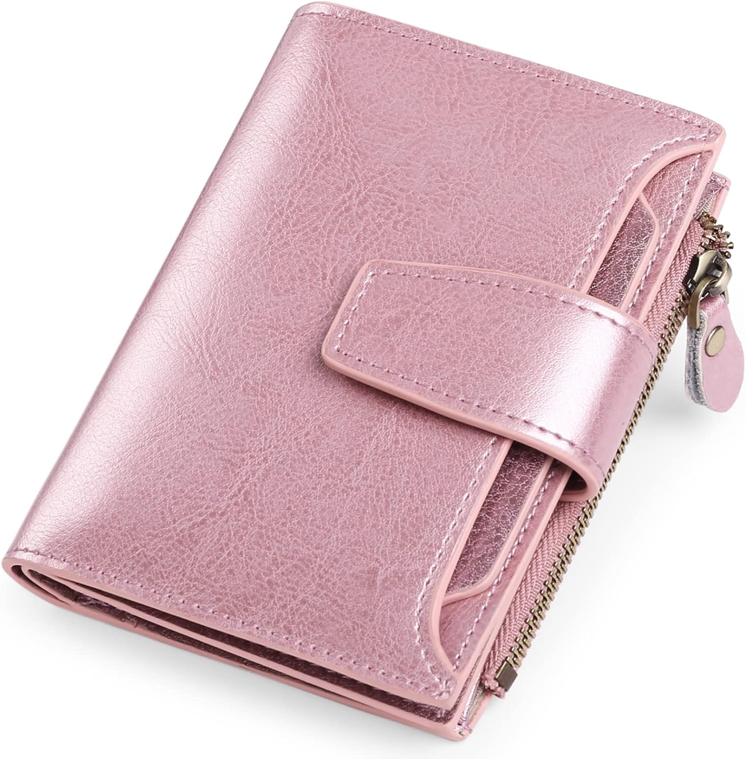 SENDEFN Women's RFID Blocking Leather Small Compact Bi-fold Zipper Pocket Wallet...