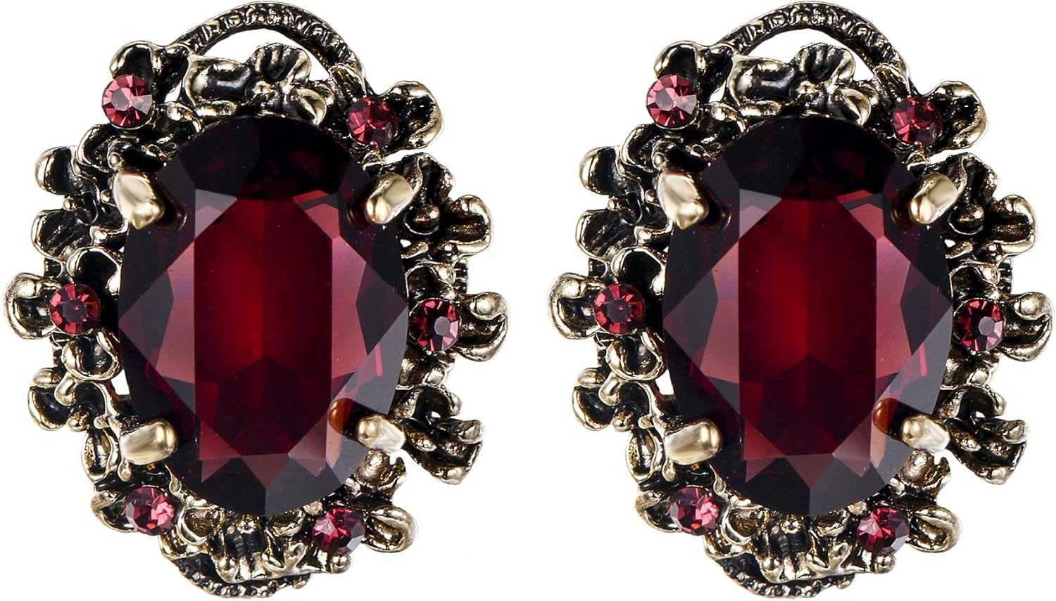 BriLove Women's Earrings, Special Victorian Style Crystal Floral Scroll Cameo In...