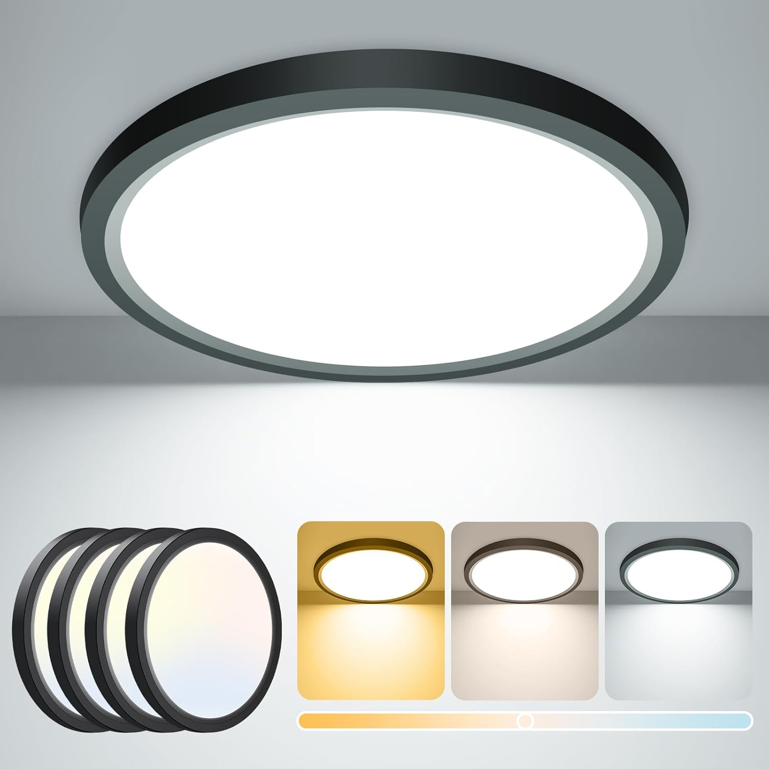 zemty [4 Pack 15W 1800LM LED Ceiling Light, Bathroom Lights Ceiling 3000K/4000K/...