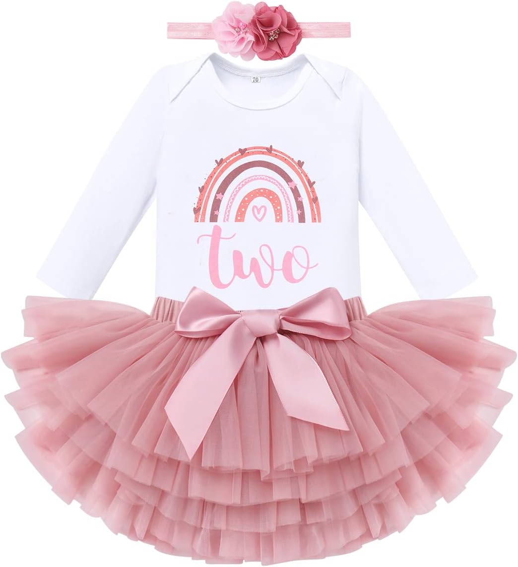 IBTOM CASTLE Rainbow Boho Cake Smash Outfit First Birthday Baby Girl Bohemian Ro...