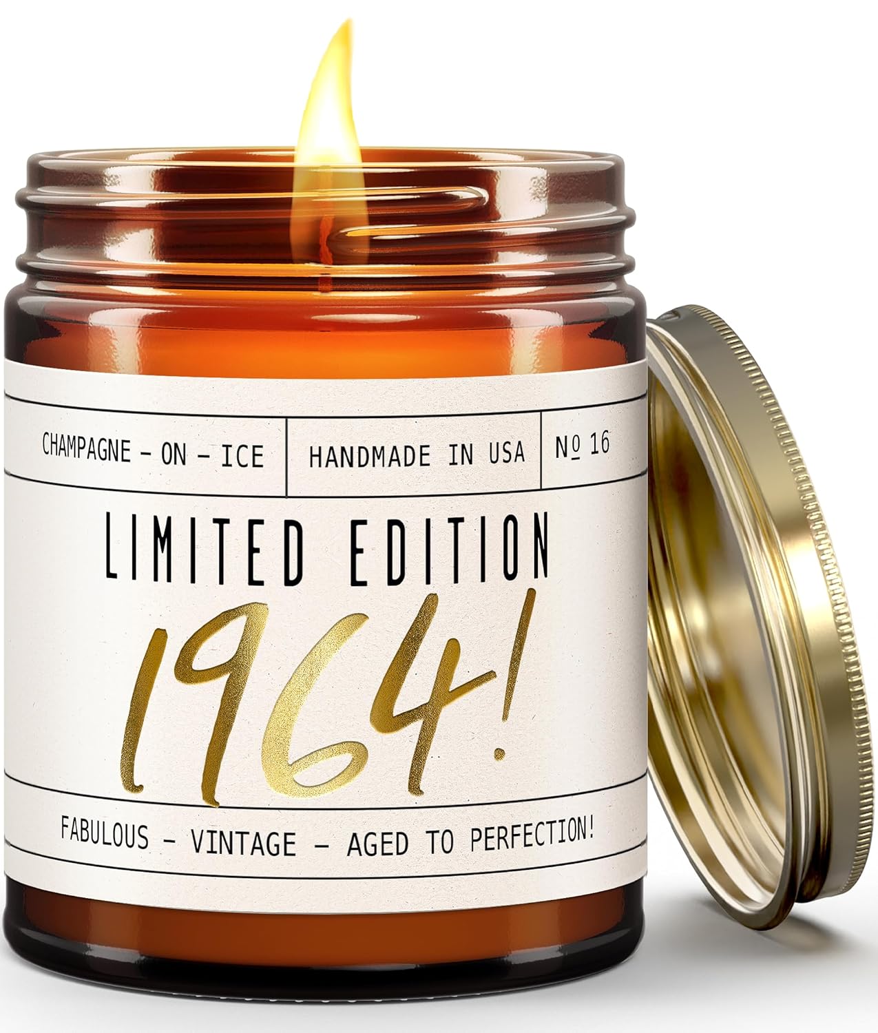 60th Birthday Gifts for Women Ideas - 'Limited Edition 1964' Soy Candle, w/Champ...