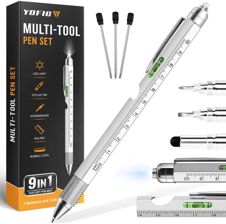 YOFIG Gifts for Men, 9 in 1 Multi Tool Pen Gadgets for Men, Mens Gifts for Chris...