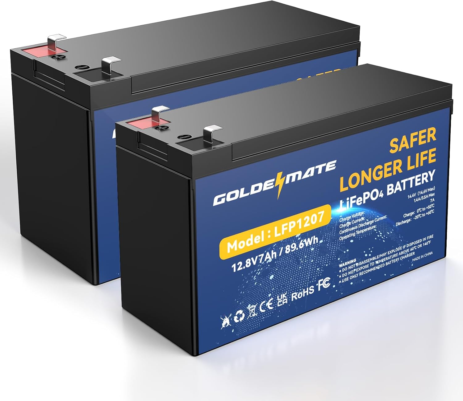 High-Quality 12V 7Ah Lithium LiFePO4 Battery, Special Rechargeable Battery (2 Pa...