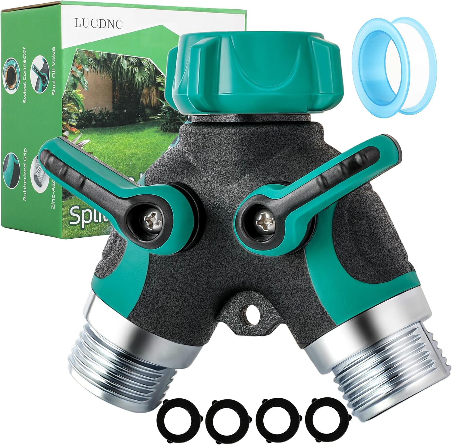 Hose Splitter 2 Way 3/4 Inch Faucet Y Connector With Shut Off Valve,Garden Hose...