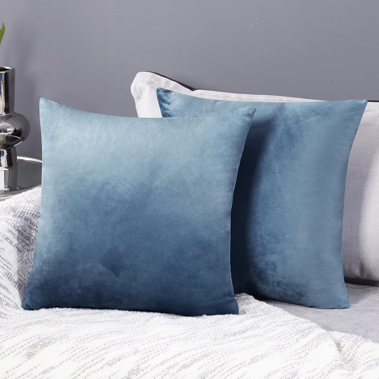 Luxurious Deconovo Cushion Covers, Special Set of 2 Crushed Velvet Cushion Cover...