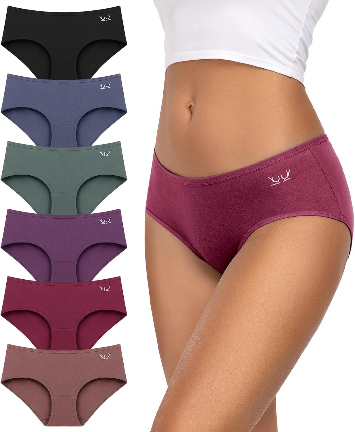 TANSTC Underwear Women Pack Low Rise Cotton Underwear Hipster Panties Soft Stret...