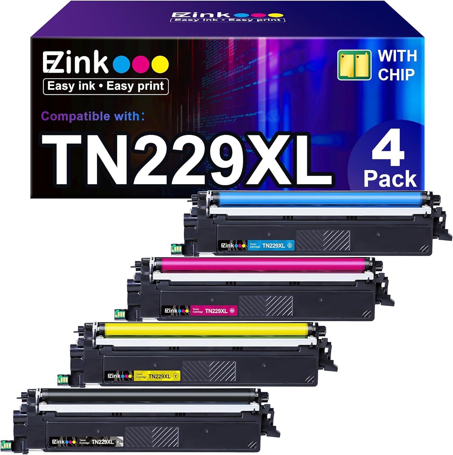 E-Z Ink Compatible TN229XL Toner Cartridges Replacement for Brother TN229XL TN-2...