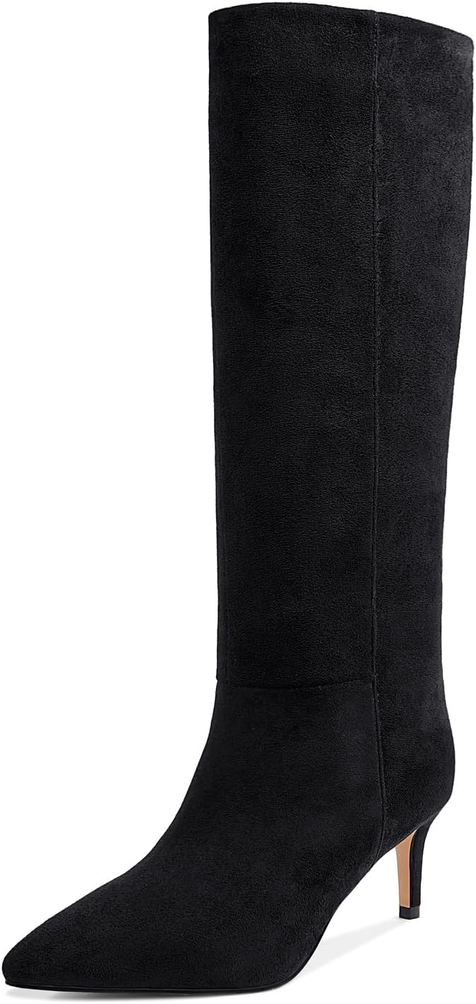 wetkiss Knee High Boots for Women, with Kitten Heel and Pointed Toe Design, Clas...