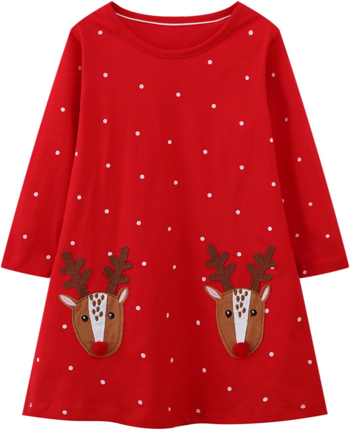 HILEELANG Toddler Girl Christmas Dress Long Sleeve Fall Winter Cotton Casual Bas...