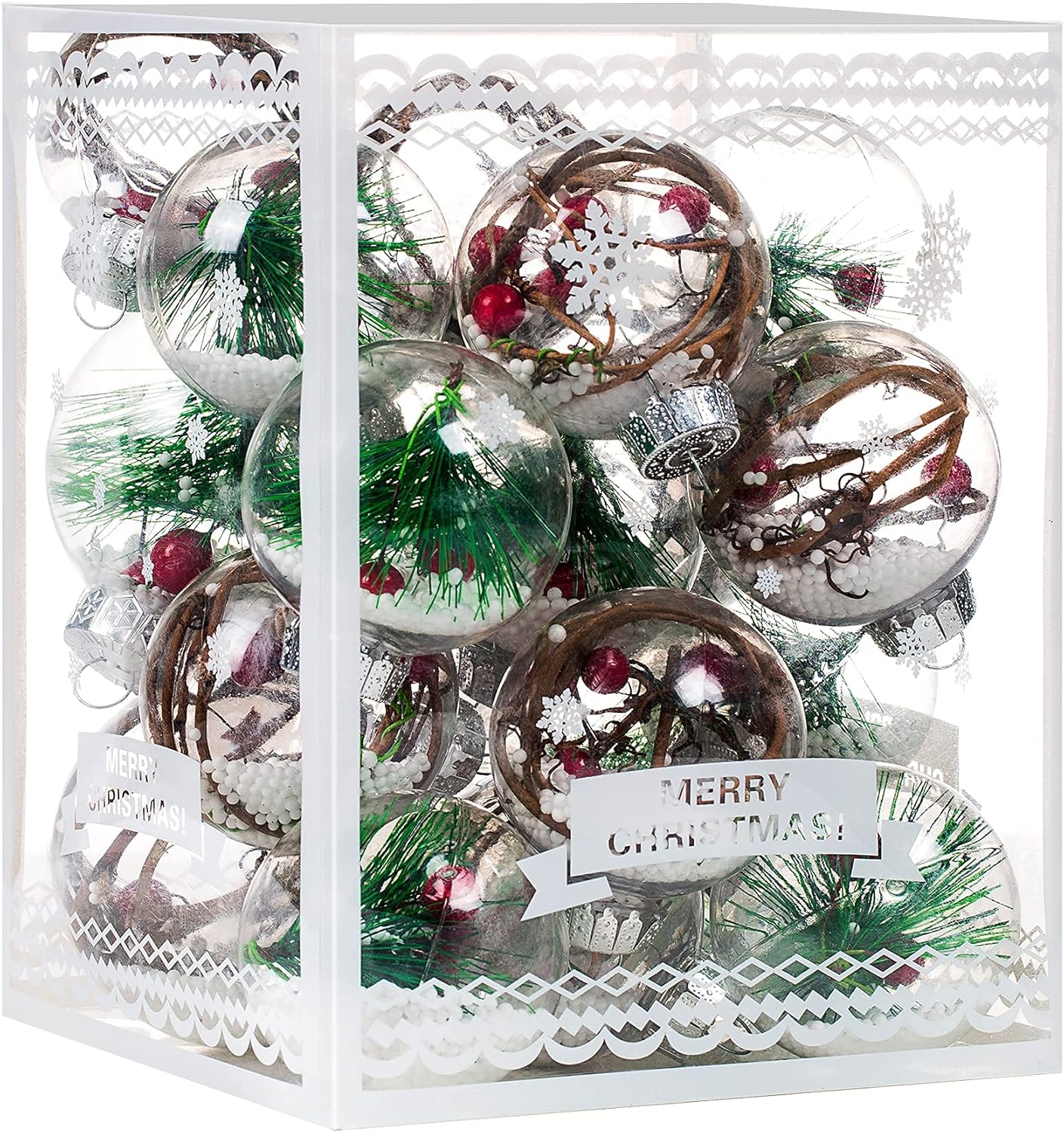 Christmas Ornaments Ball Set-Shatterproof Clear Plastic Decorative Baubles for X...