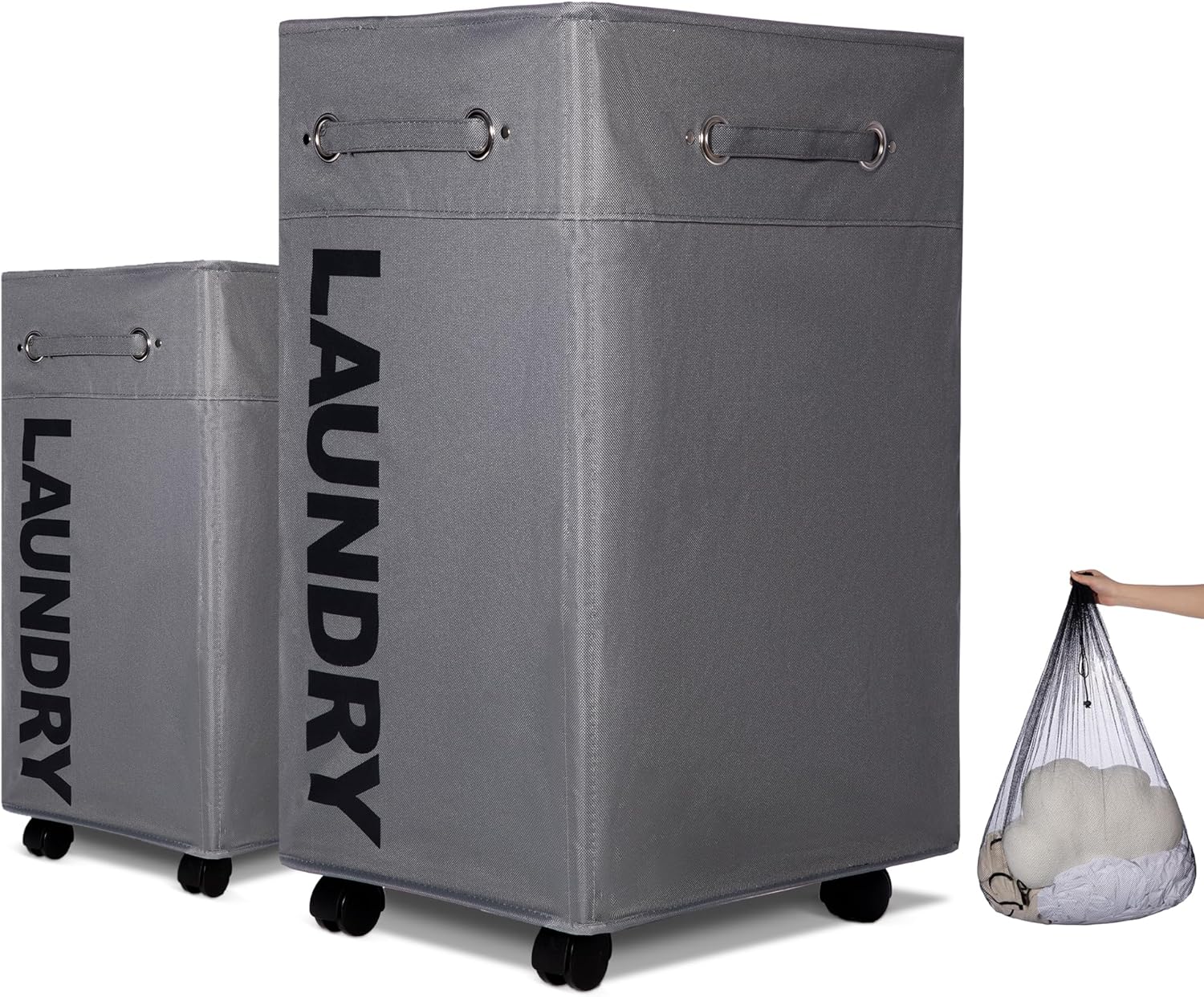Caroeas 108L Rolling Laundry Basket with wheels XLarge, Collapsible Laundry hamp...