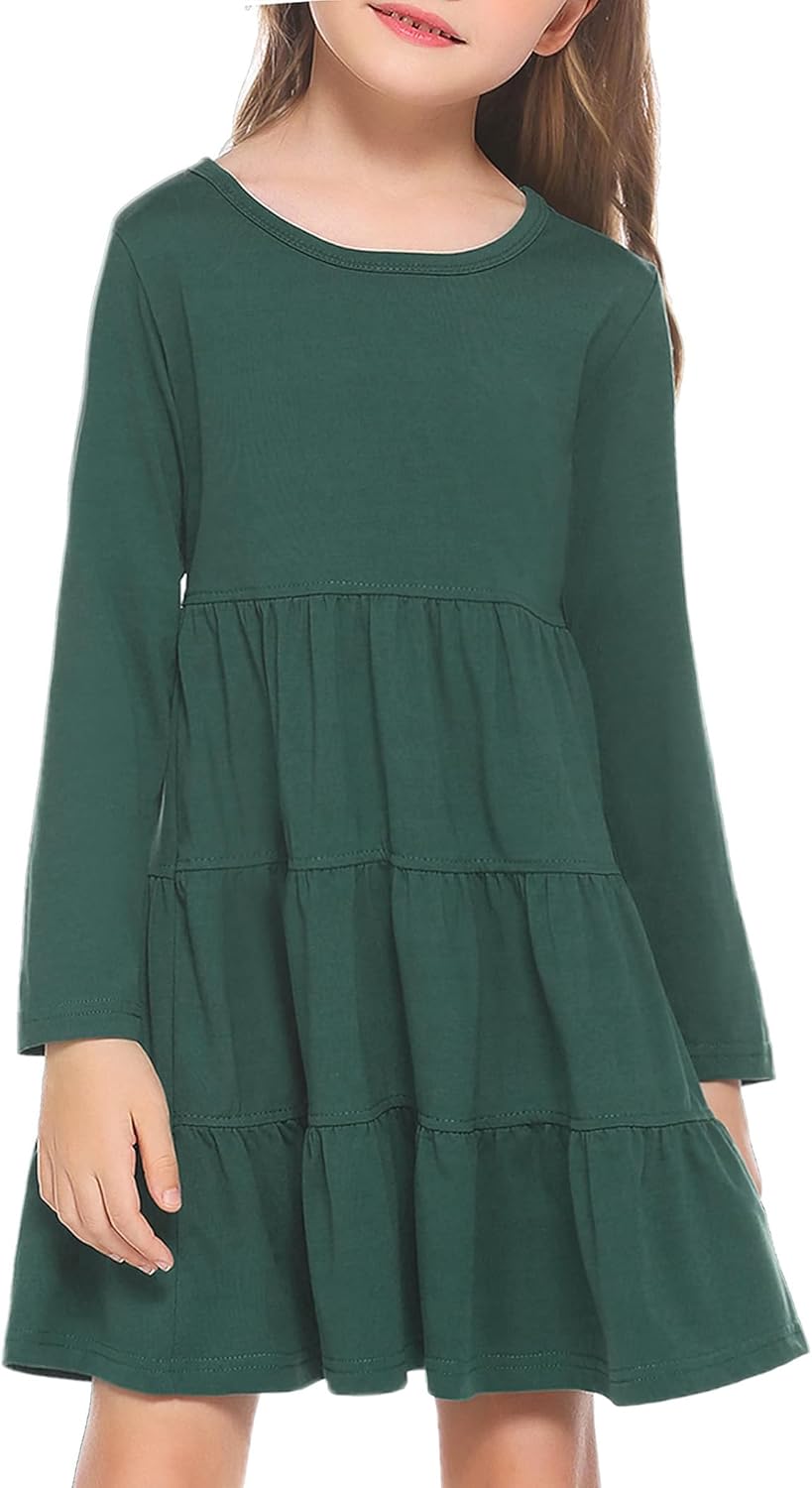 Arshiner Girl Dress, Special Long Sleeve Dress with Tiered Ruffle, High-Quality...
