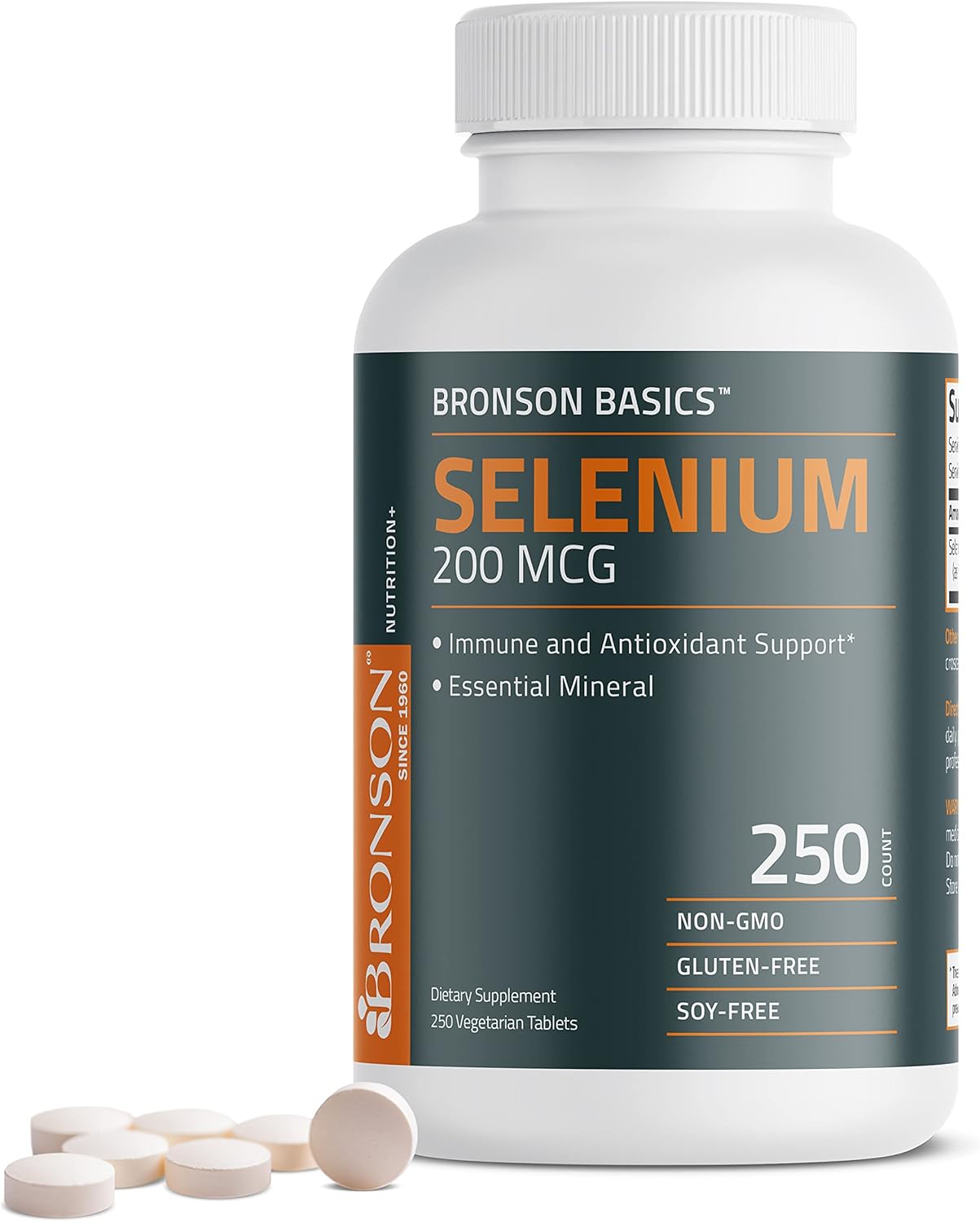 Bronson Selenium 200 mcg Immune & Antioxidant Support Essential Mineral, 250 Veg...