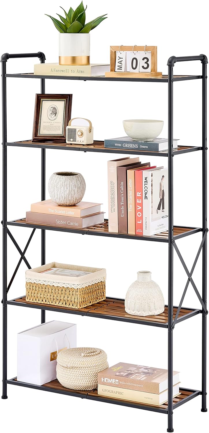 Tajsoon 5 Tier Bathroom Shelf Unit Free Standing Shelves, Widen Display Shelf, M...