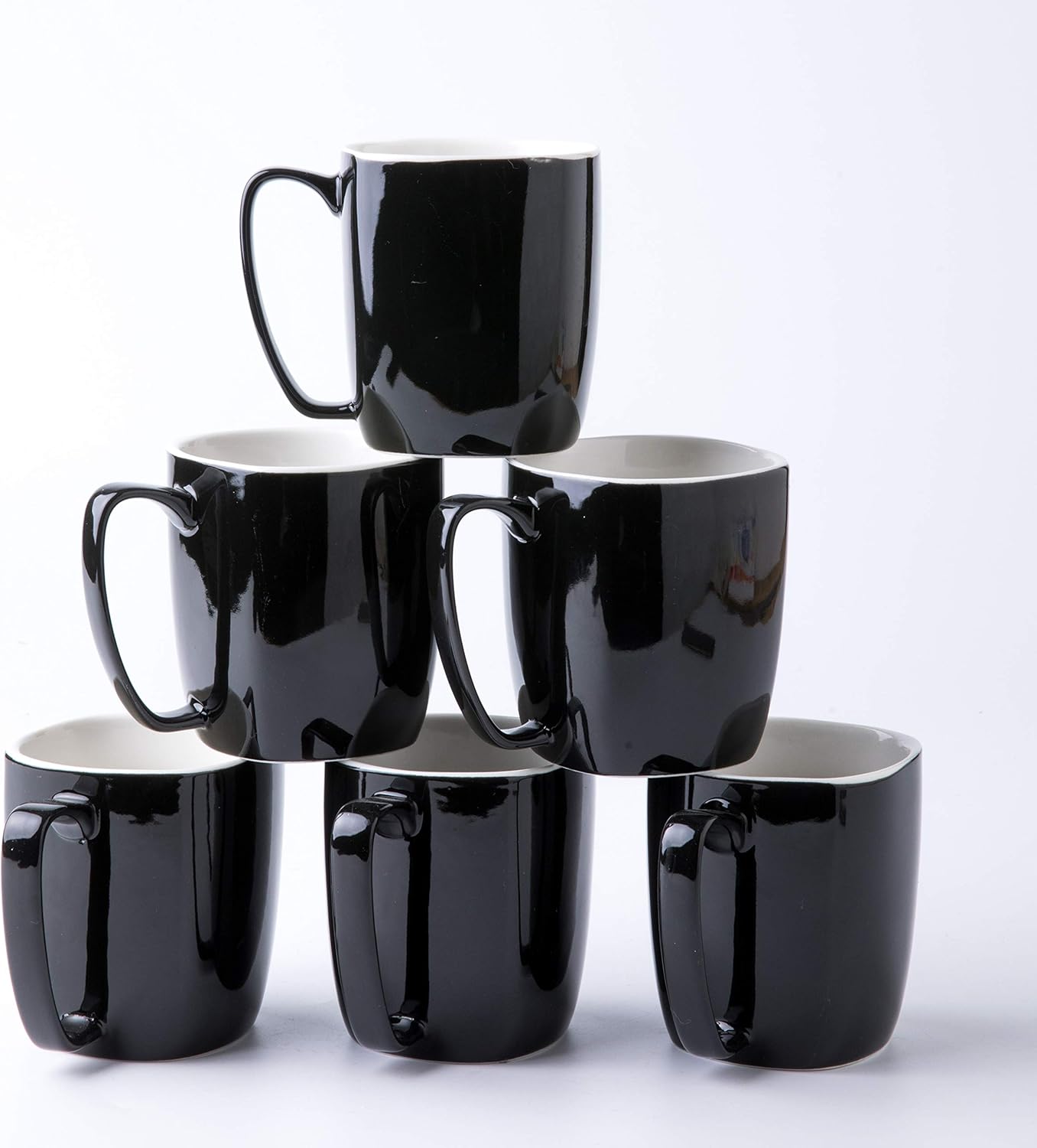 Professional Porcelain Bistro Collection by Amuse, Special Daily Mugs Set of 6,...