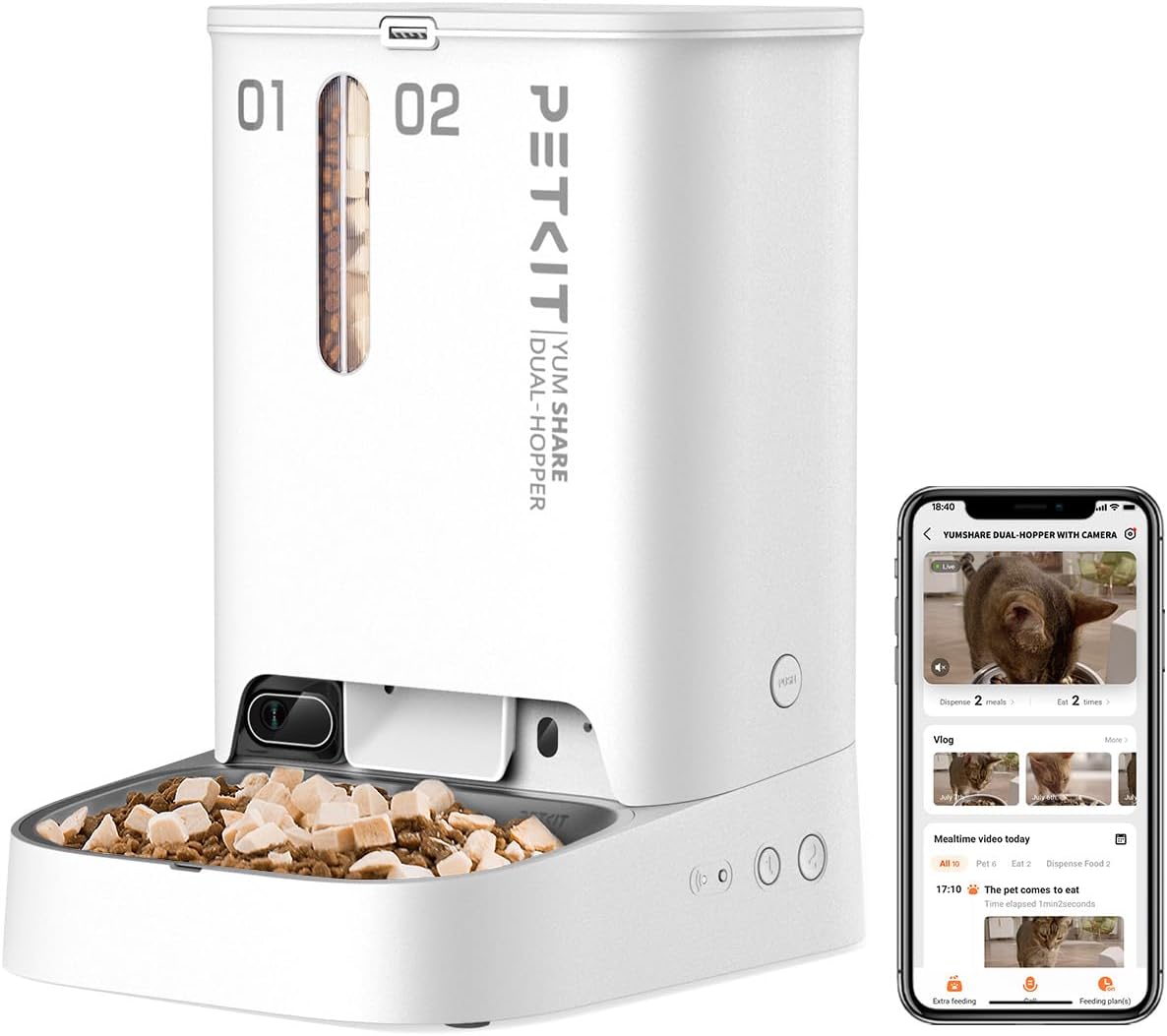 PETKIT Automatic Cat Feeder with Camera,1080P HD Video with Night Vision,Double...