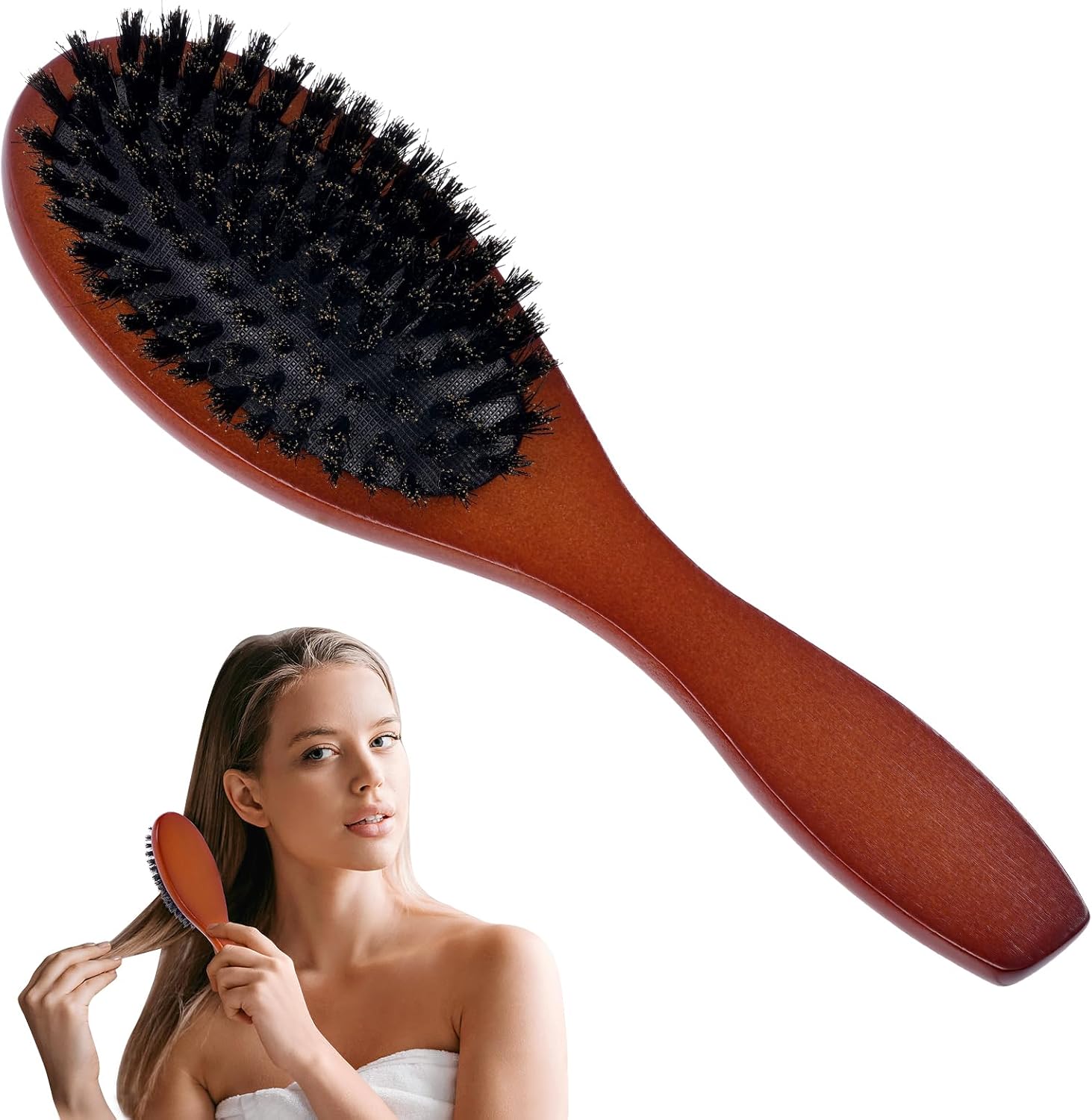 AOOWU Boar Bristle Hair Brush, 100% Soft Natural Bristles for Thin and Fine Hair...
