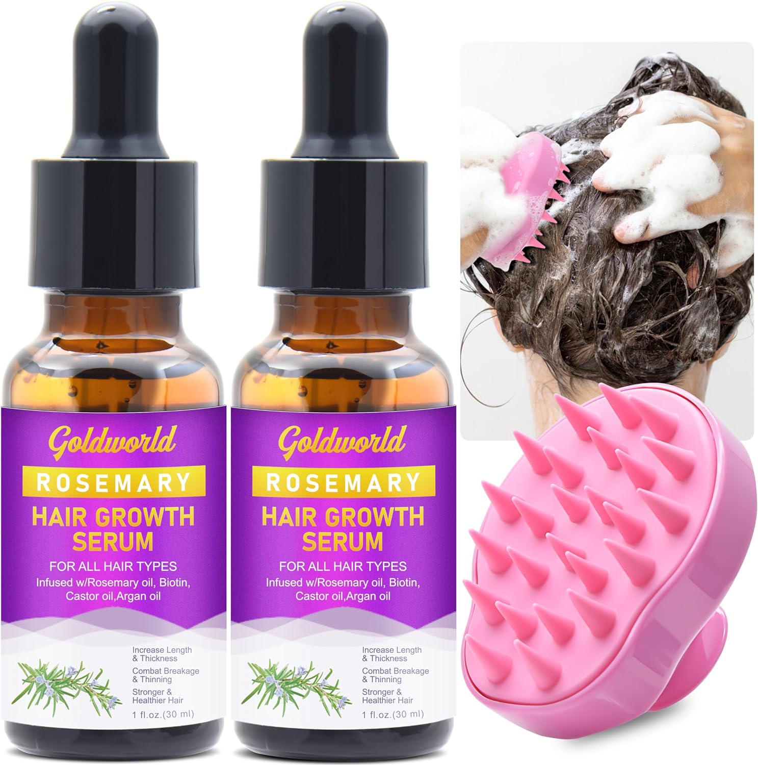 Rosemary Oil for Hair Growth,Diluted Rosemary Oil with Sclap Massager&Ebook,Hair...