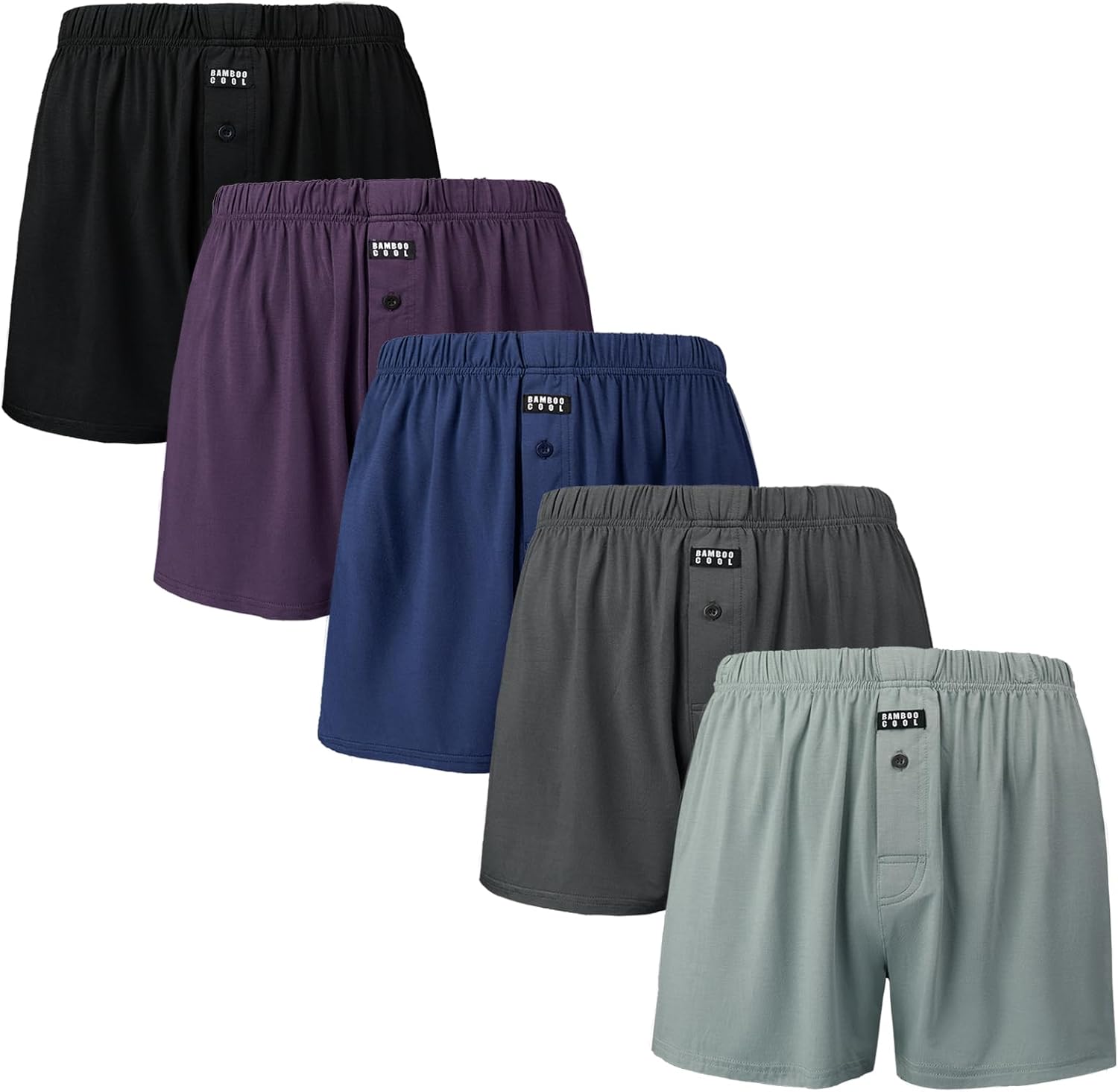 BAMBOO COOL Men's Boxers Underwear Boxer Shorts for Men Classic Lounge Loose Str...