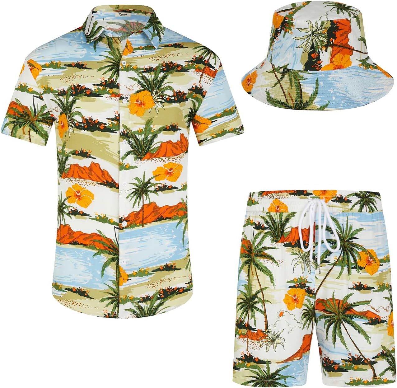 EISHOPEER Men's Flower Hawaiian Sets, Special Short Sleeve Shirt and Shorts Suit...