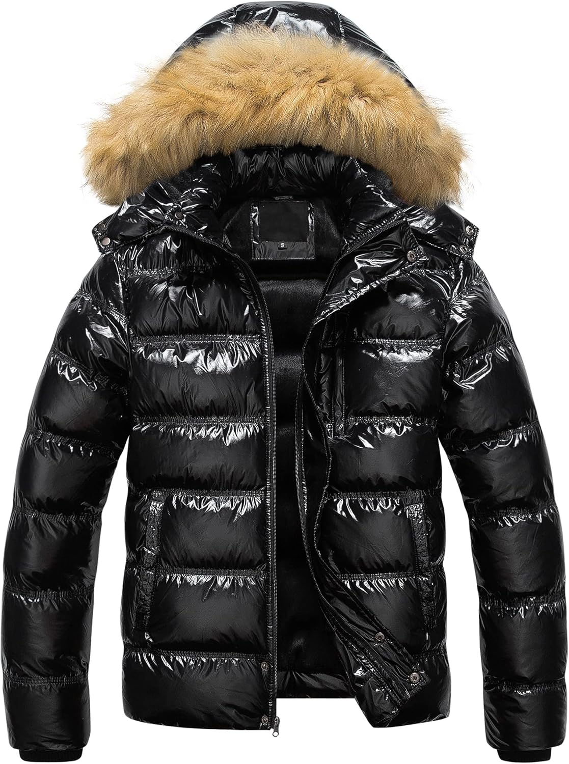 Pursky Men's Puffer Jacket Waterproof Winter Bubble Coats Ski Parka Fur Hooded X...