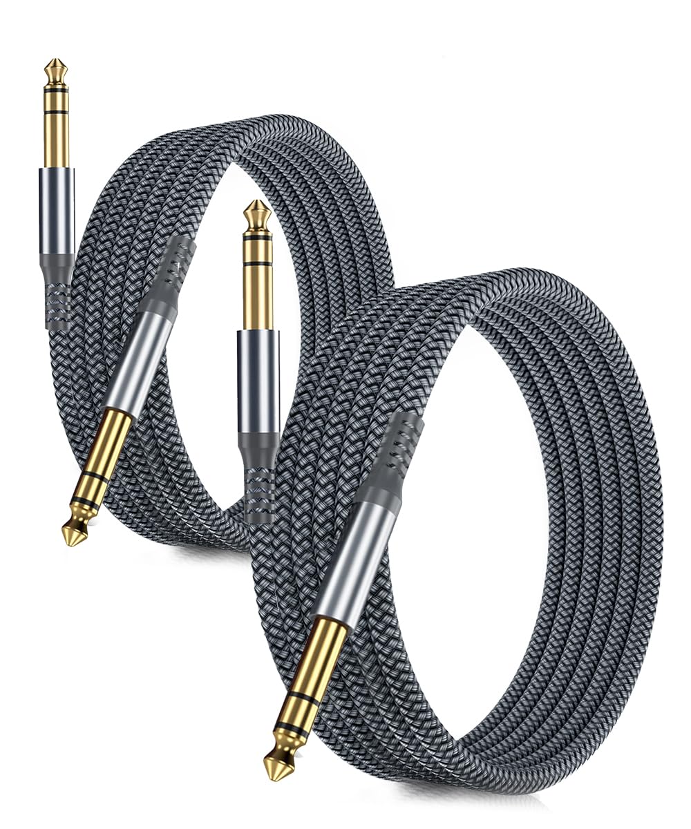 RUXELY 6.35mm TRS Instrument Cable 3M 2-Pack,Straight 1/4 Inch Male Jack Stereo...