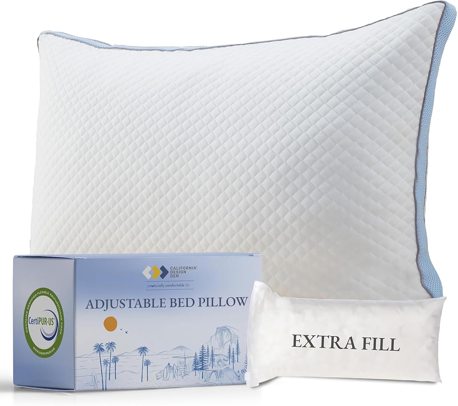 California Design Den Adjustable Queen Size Pillow, Special Pillow With Soft Dow...