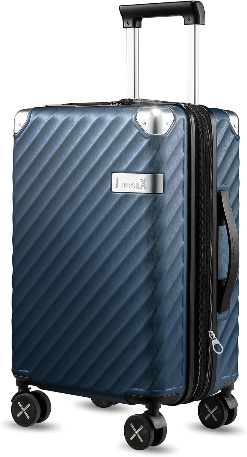 LUGGEX Carry On Luggage with Spinner Wheels - Polycarbonate Expandable Hard Shel...