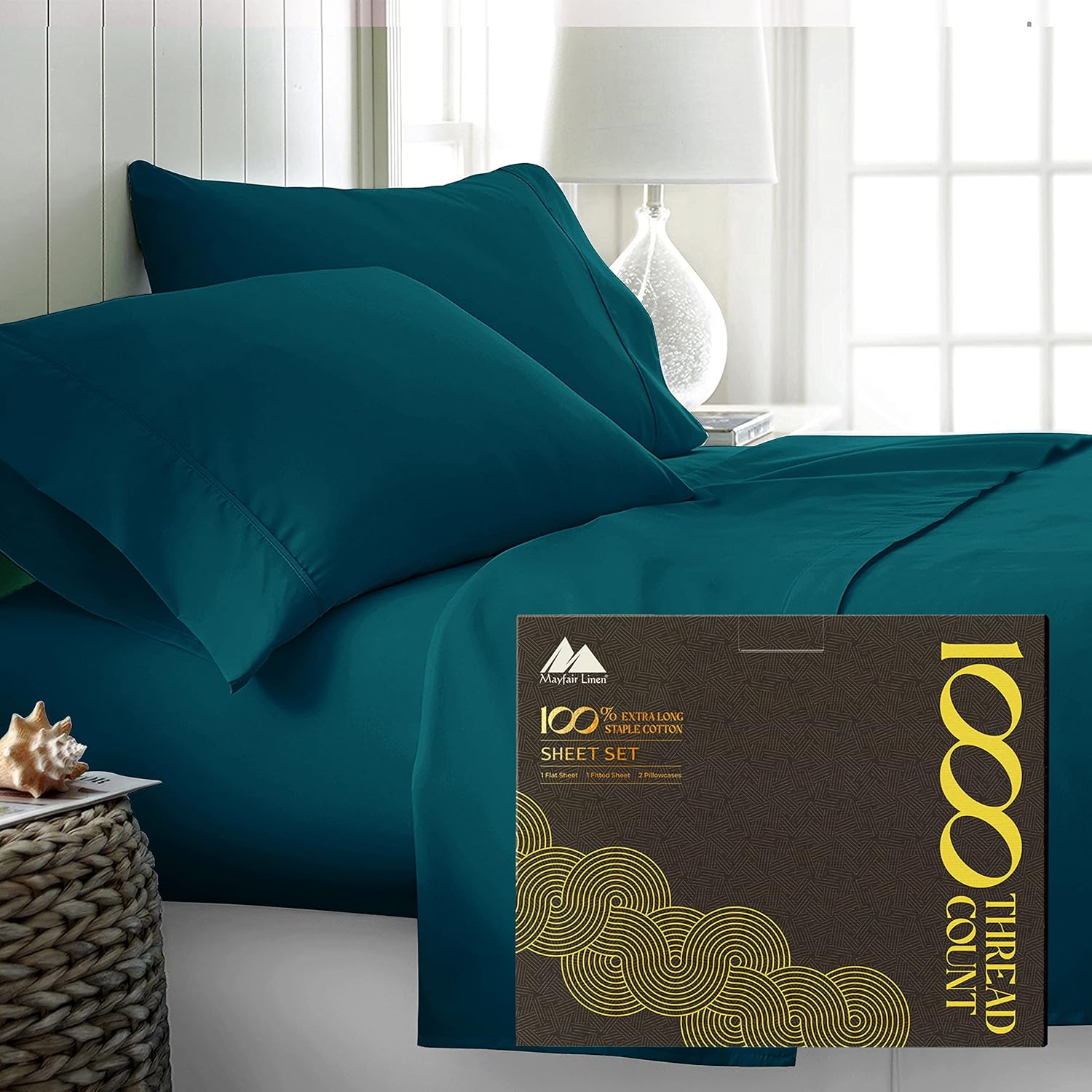 Mayfair Linen 100% Egyptian Cotton Sheets Queen Size - 1000 High Thread Count Sh...