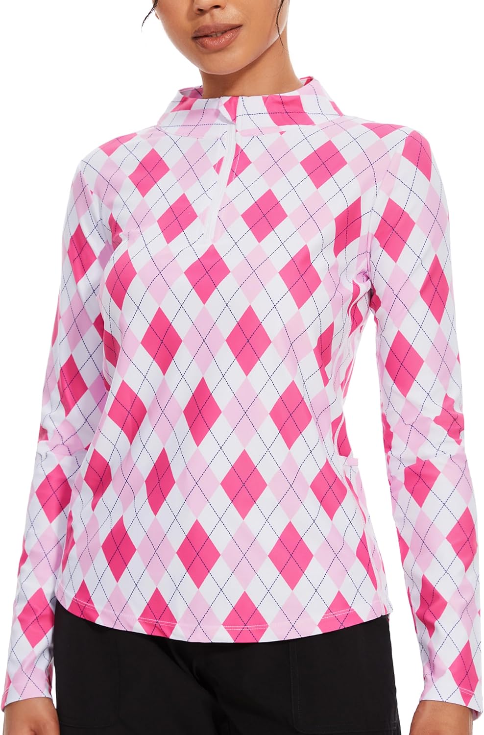M MOTEEPI Womens Golf Shirt Long Sleeve Athletic Quarter Zip Pullover Sun Protec...