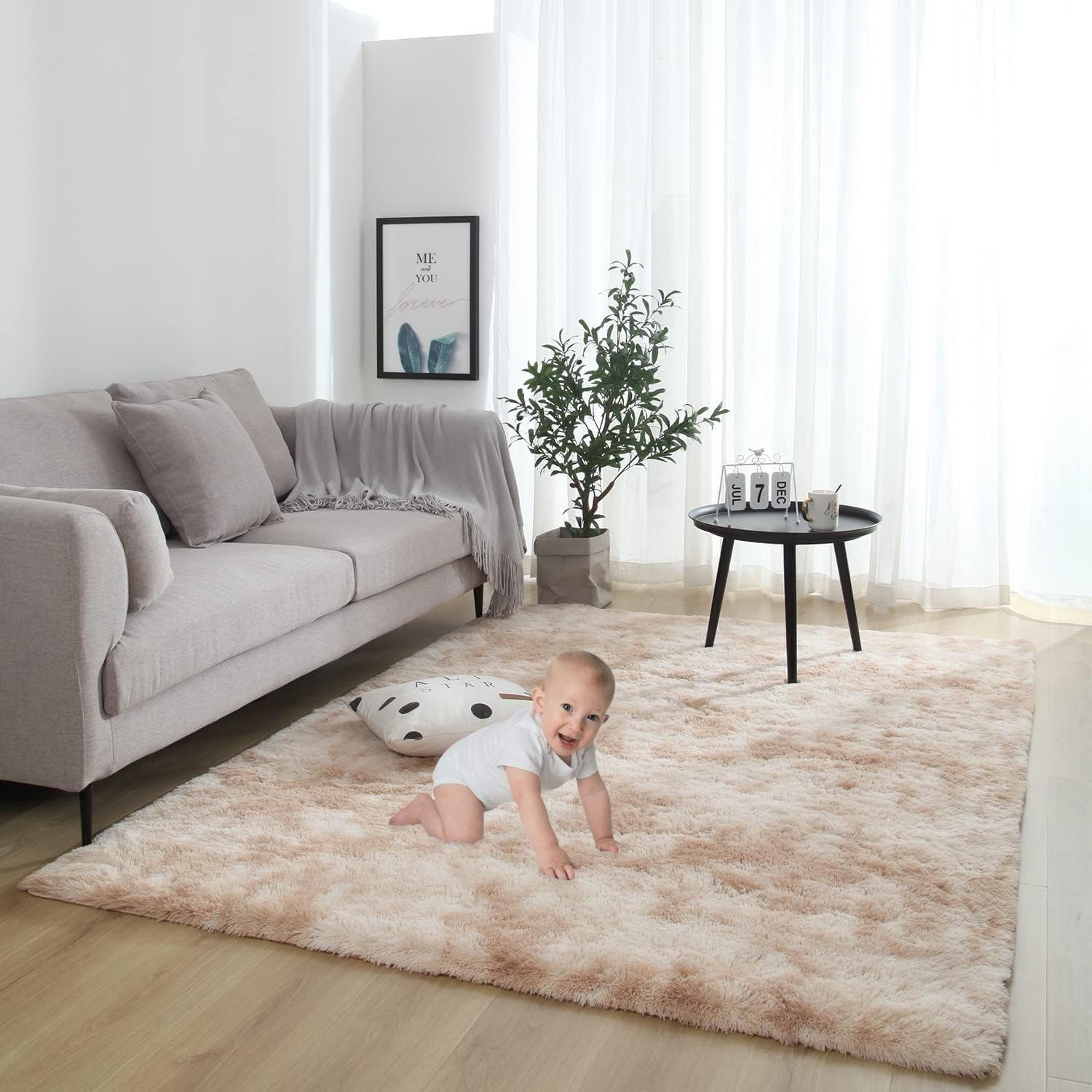Gsogcax Super Soft Fluffy Area Rug 6.56'x9.84' Bedroom Living Room Shaggy Anti-S...