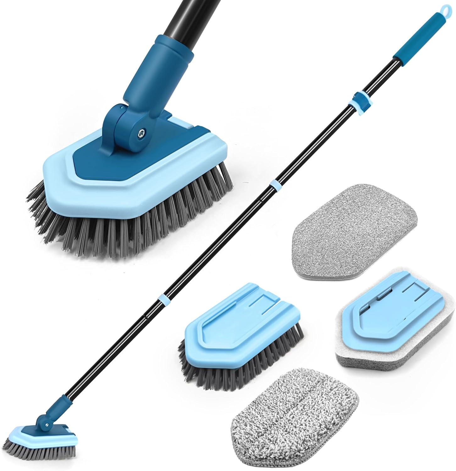 JEHONN Bathroom Cleaning Brush with 130 cm Long Handle, Upgraded Shower Tile Tub...