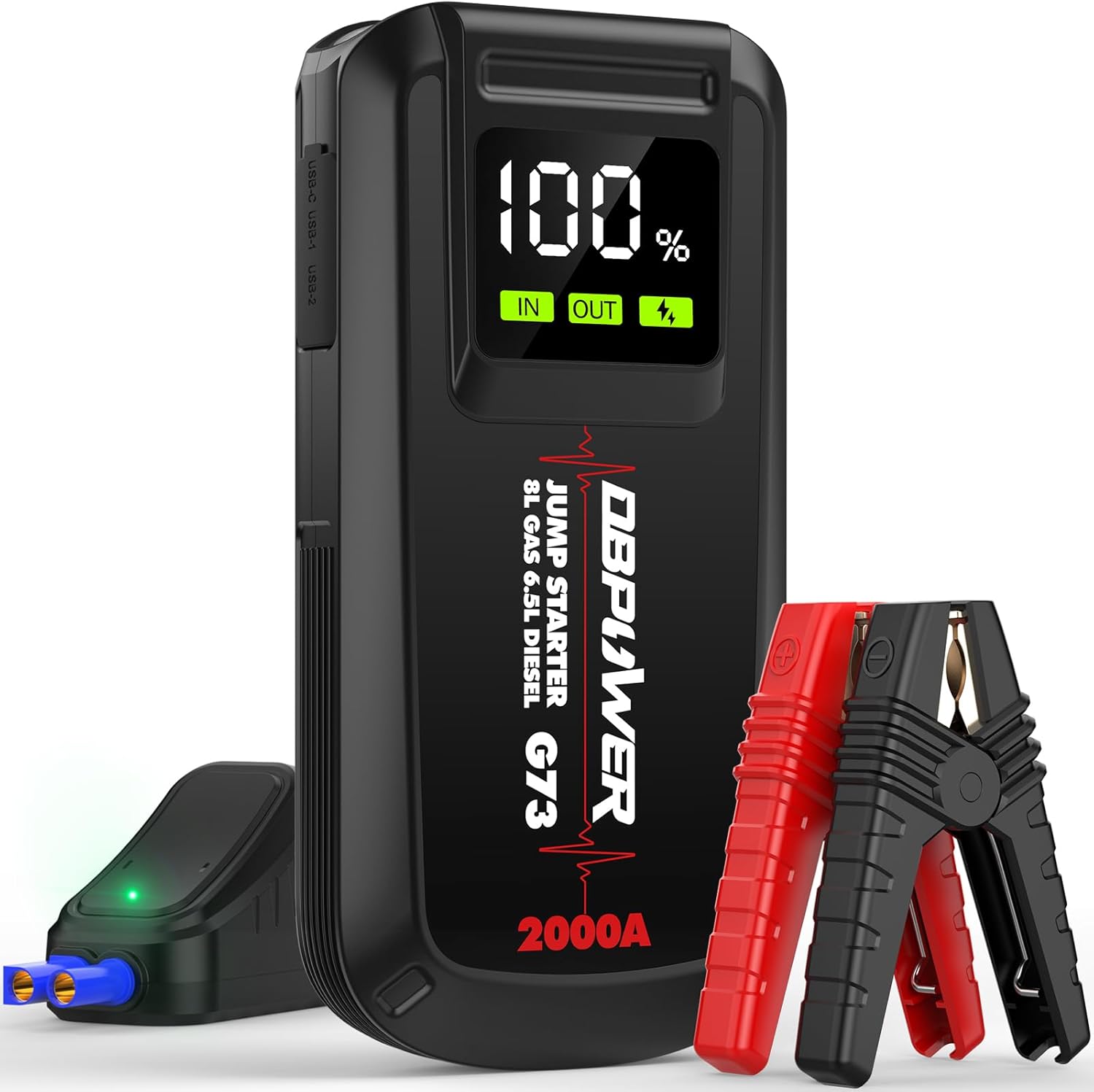 DBPOWER Jump Starter 2000A Peak Portable Car Jump Starter for Up to 8.0L Gas and...