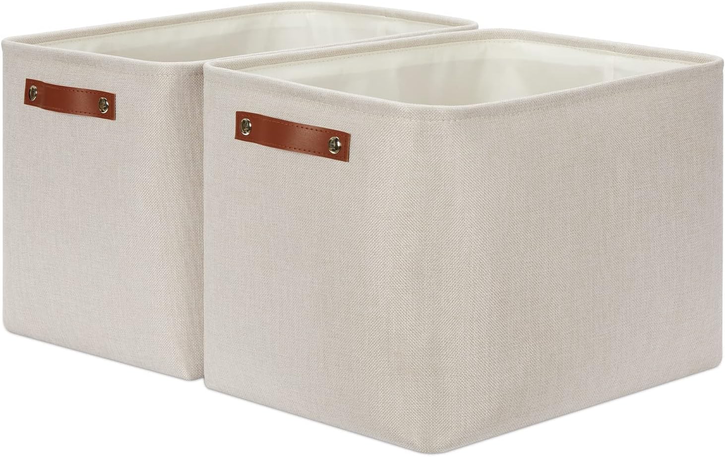 DULLEMELO 2-Pack Large Storage Baskets for Organizing 16"x12"x12" Canvas Fabric...