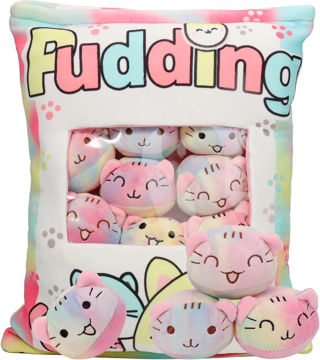 HXPLN Cute Snack Pillow Cat Plush Pillow, Pudding Cat Pillow with Kitty Dolls, C...