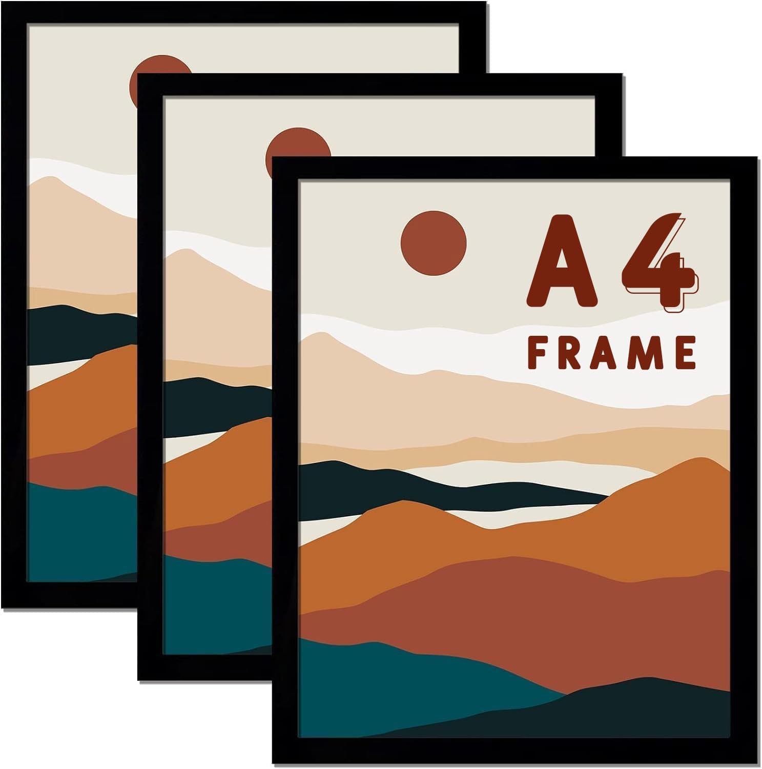 A4 Photo Frames - 3 Pack Black Poster Frame 20x28.5cm Black Picture Frames for T...