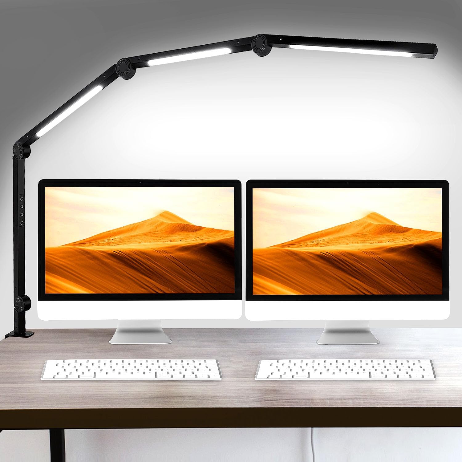 segrass LED Desk Lamp with Clamp Flexible 4 Sections Swing Arm Three Light Sourc...